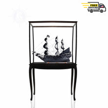 Load image into Gallery viewer, BLACK PEARL PIRATE SHIP MODEL SHIP LARGE WITH FLOOR DISPLAY CASE | Museum-quality | Fully Assembled Wooden Ship Models