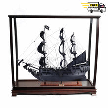 Load image into Gallery viewer, BLACK PEARL PIRATE SHIP MODEL SHIP MIDSIZE WITH DISPLAY CASE | Museum-quality | Fully Assembled Wooden Ship Models