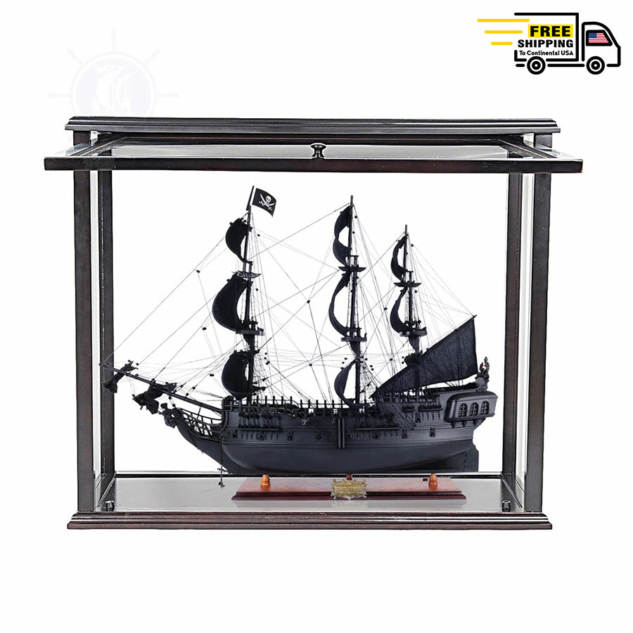 BLACK PEARL PIRATE SHIP MODEL SHIP MIDSIZE WITH DISPLAY CASE FRONT OPEN | Museum-quality | Fully Assembled Wooden Ship Models
