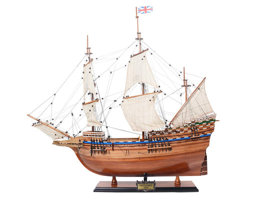 Old Modern Handicrafts Majestic Mayflower Ship Model with Iconic T-Shirt - 100% Handcrafted from Premium Wood - 30L x 5W x 30H Inches