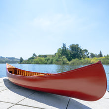 Load image into Gallery viewer, RED DISPLAY CANOE WITH RIBS AND CURVED BOW 10’ | Wooden Kayak |  Boat | Canoe with Paddles for fishing and water sports
