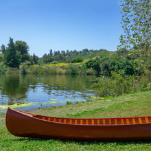 Load image into Gallery viewer, RED DISPLAY CANOE WITH RIBS AND CURVED BOW 10’ | Wooden Kayak |  Boat | Canoe with Paddles for fishing and water sports
