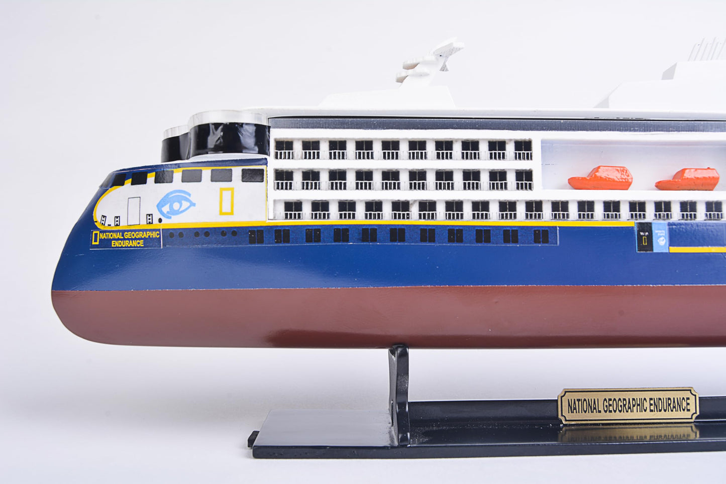 Old Modern Handicrafts National Geographic Endurance Painted Small Cruiseship Model – Handmade Nautical Décor Gift - 11.8L x 2.4W x 4.3H Inches