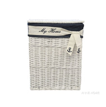Load image into Gallery viewer, Anne Home Set of 5 Rectangular Willow Baskets for Children Storage - White &amp; Blue Woven Willow Basket for All Types of Storage
