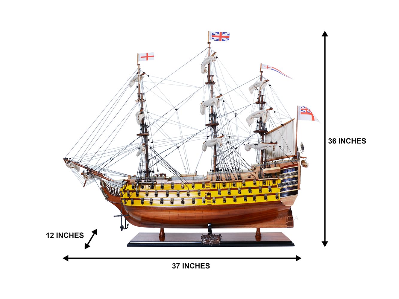 Old Modern Handicrafts HMS Victory Combo: A Fully Assembled Model Ship and Classic Hat - Museum Quality Ship Model for Home & Office Decoration - 37 x 12 x 36 inches