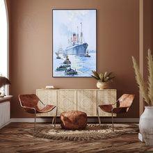 Load image into Gallery viewer, The Cunard Liner Carpathia Outward Bound from Liverpool in the Moonlight - Canvas Painting
