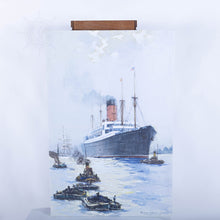 Load image into Gallery viewer, The Cunard Liner Carpathia Outward Bound from Liverpool in the Moonlight - Canvas Print
