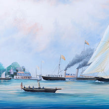 Load image into Gallery viewer, Britannia and Vigilant off the Royal Yacht Squadron&#39;s Headquarters - Canvas Painting
