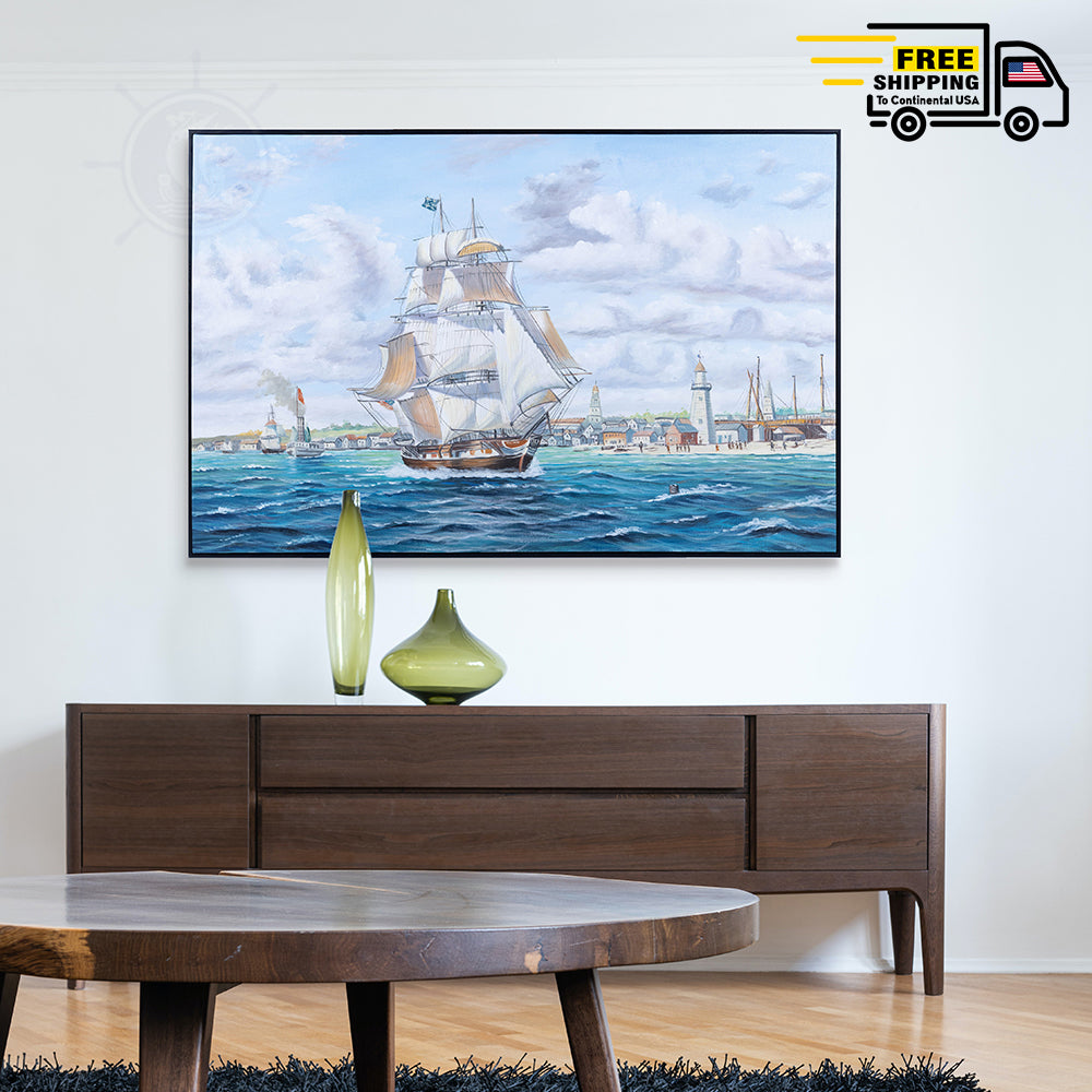 Whaler 'Lexington' Leaving Nantucket - Canvas Painting – The Spyglass Shop