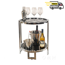 Load image into Gallery viewer, Anne Home - Round End Table | Home bar Bar Cart  | Vintage style Beverage cart

