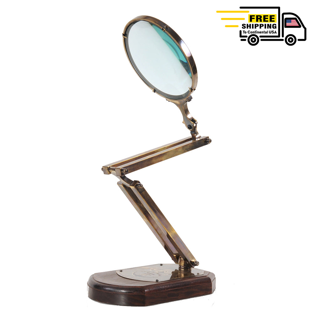 Brass Big Magnifier Glass W/ Wooden Base|Stylish and Functional