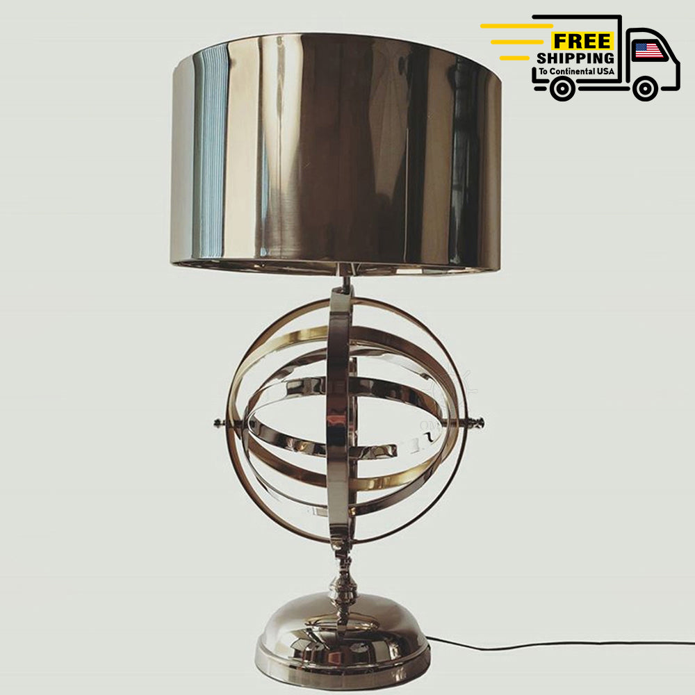 ALUMINUM ARMILLARY TABLE LAMP | scale model aircraft | Miniatures |Vintage arts and crafts for decoration