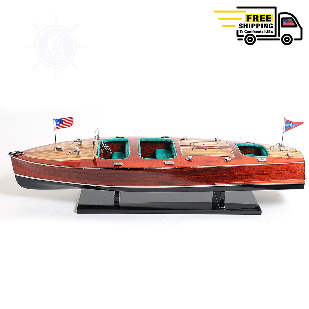 CHRIS CRAFT TRIPLE COCKPIT MODEL BOAT PAINTED | Museum-quality | Fully Assembled Wooden Model boats