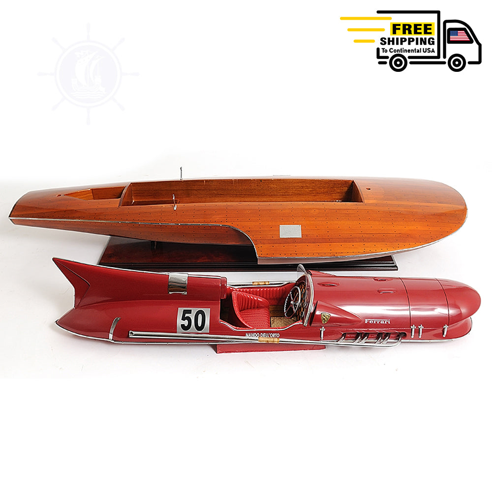 FERRARI HYDROPLANE MODEL BOAT READY FOR RC | Museum-quality | Fully Assembled Wooden Model boats
