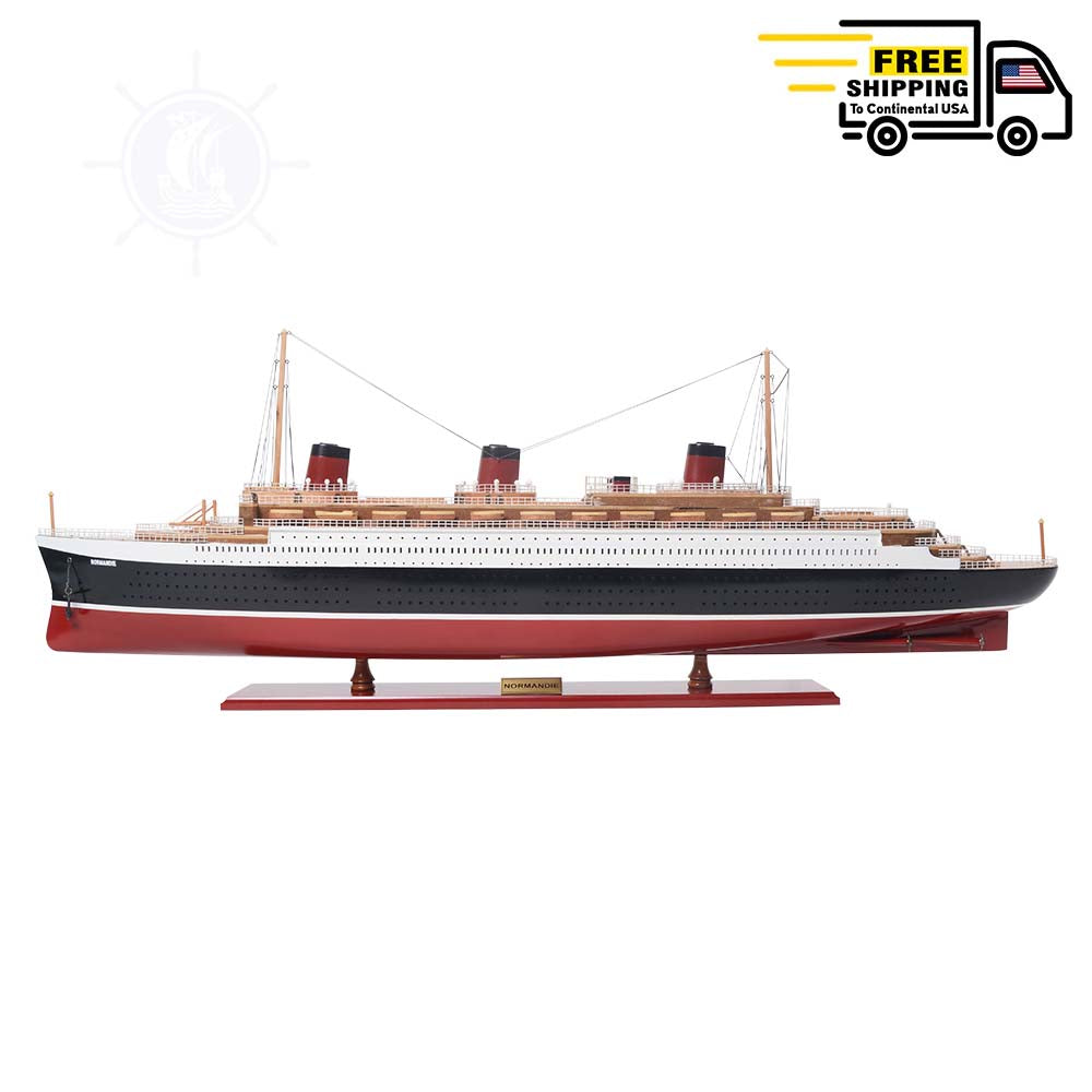 NORMANDIE CRUISE SHIP MODEL PAINTED LARGE| Museum-quality Cruiser| Fully Assembled Wooden Model Ship