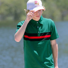 Load image into Gallery viewer, Hemingway Pilar Green w. Black &amp; Red Stripes Regular Fit Polo Shirt by Alison Nautical
