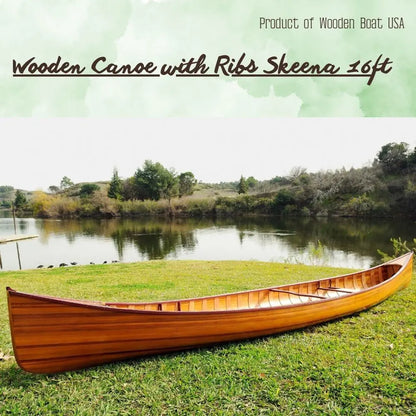 Wooden Canoe with Ribs 16