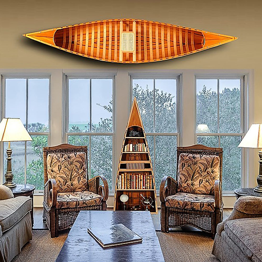 DISPLAY CANOE WITH RIBS CURVED BOW 5ft| Wood Canoe – The Spyglass Shop