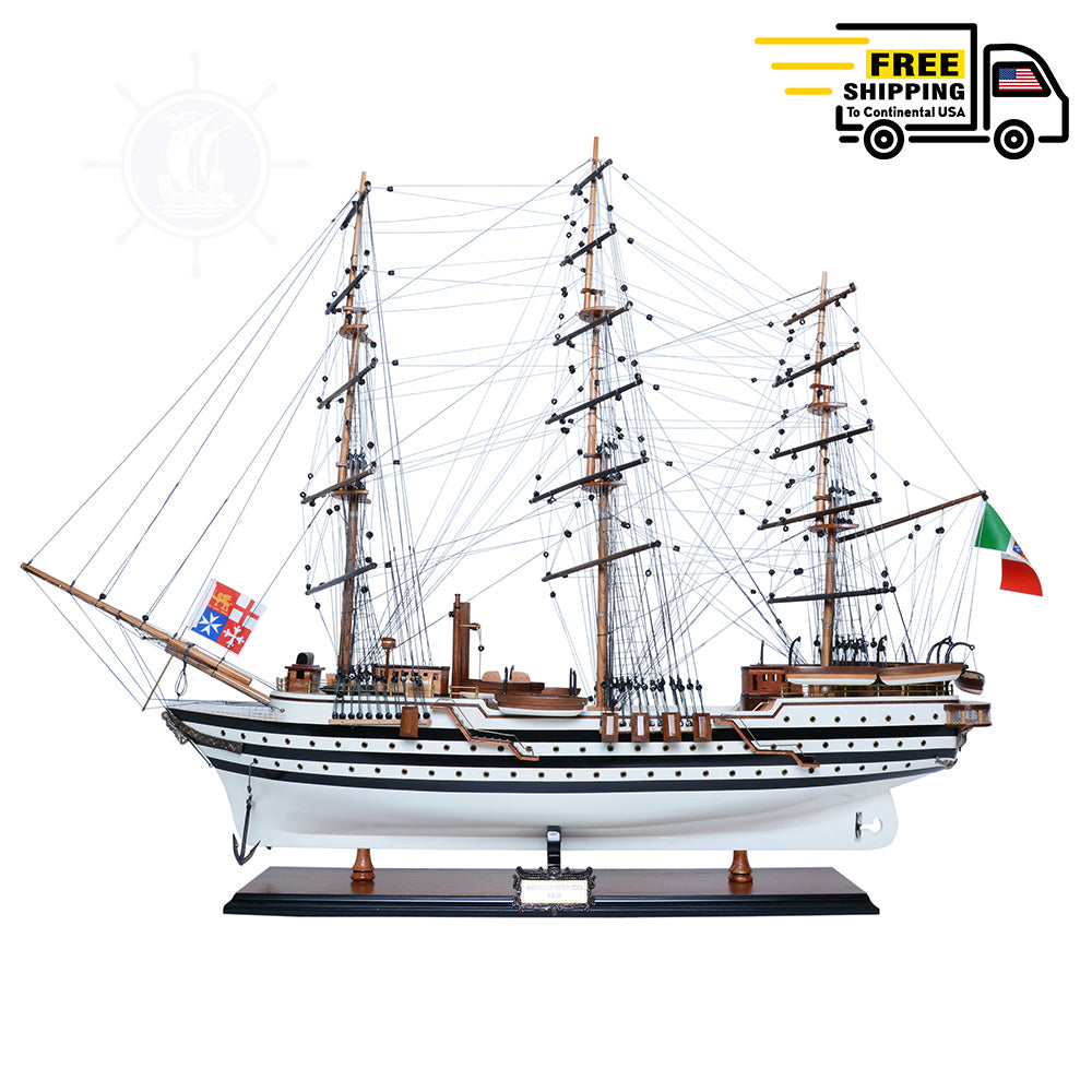 AMERIGO VESPUCCI MODEL SHIP PAINTED | Museum-quality | Fully Assembled Wooden Ship Models