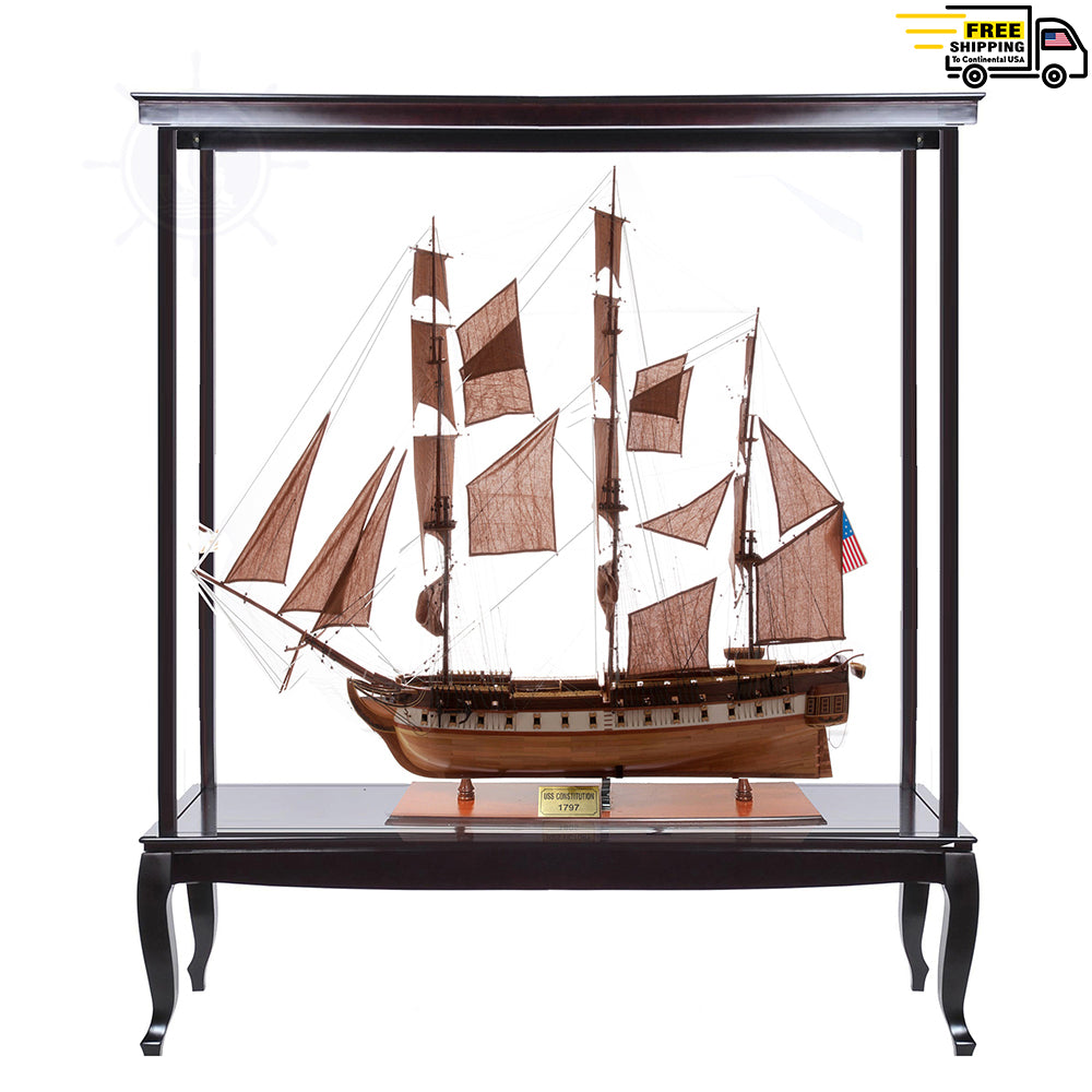 USS CONSTITUTION 56L WITH DISPLAY CASE NO GLASS | Museum-quality | Fully Assembled Wooden Ship Model