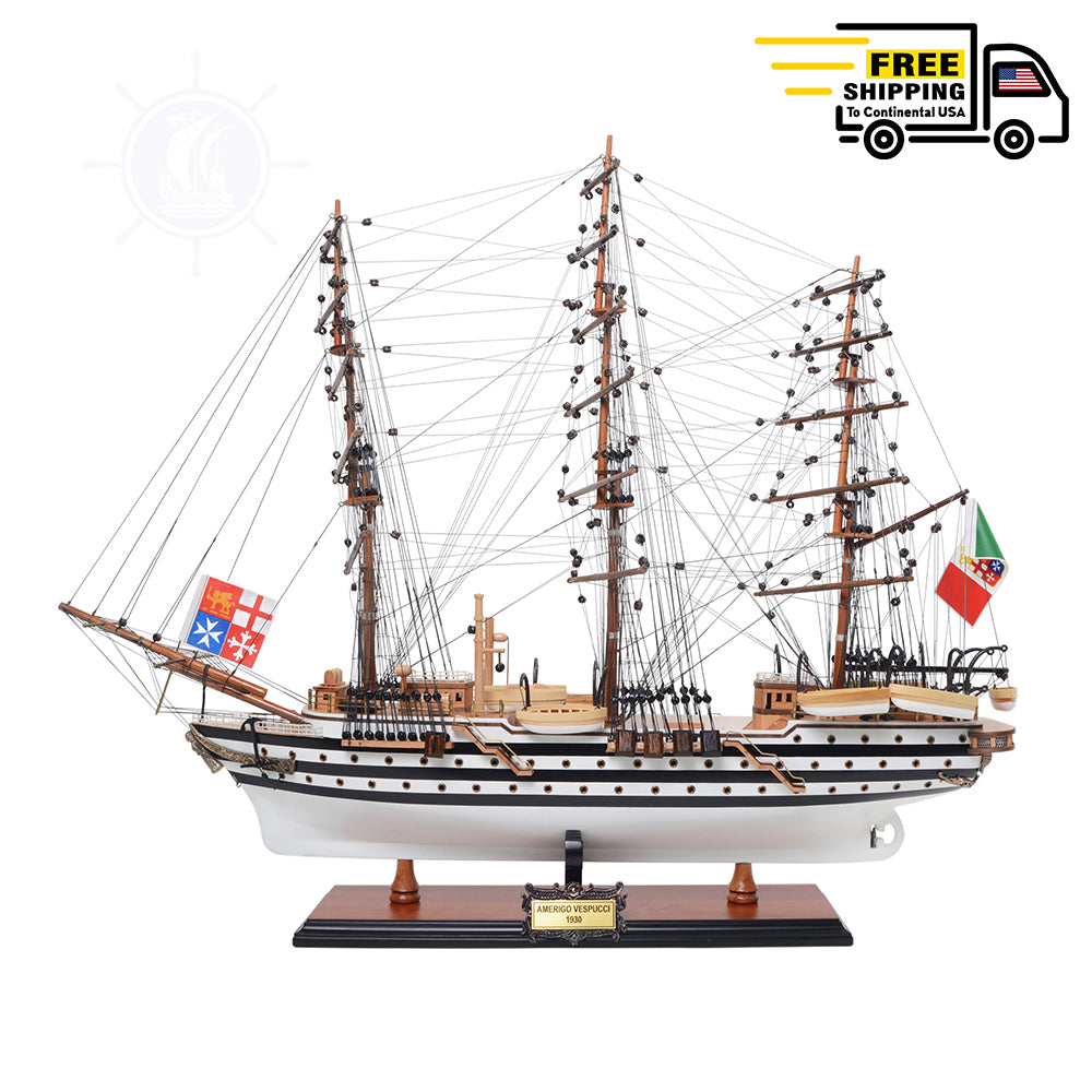 AMERIGO VESPUCCI MODEL SHIP PAINTED MEDIUM | Museum-quality | Fully Assembled Wooden Ship Models