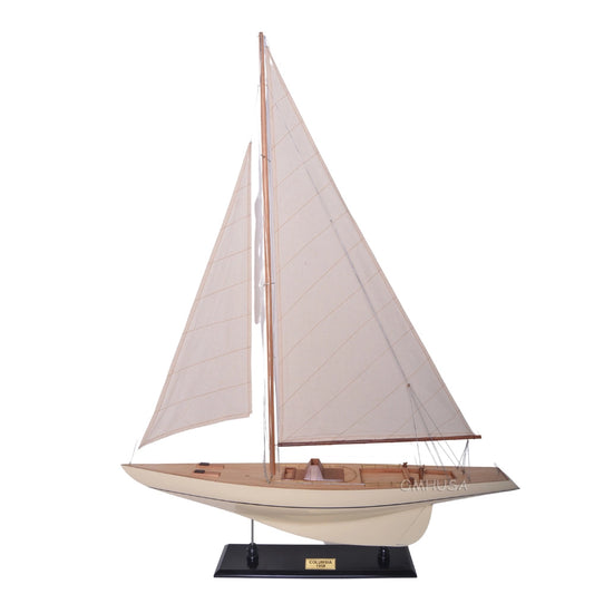Columbia Painted Large Sailboat Schooner Yacht Model 24 Inches Long
