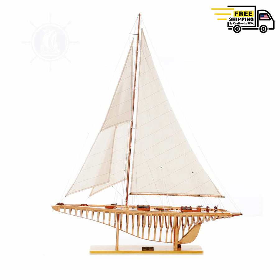 SHAMROCK OPEN HULL Model Yacht | Museum-quality | Partially Assembled Wooden Ship Model