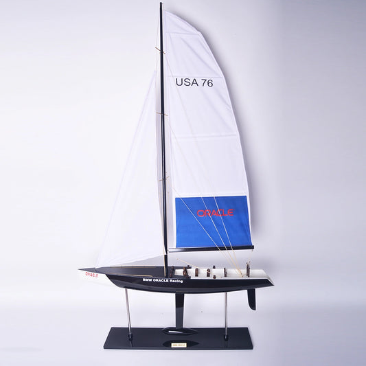 BMW Oracle Painted Medium Sailboat Schooner Yacht Model 31 Inches Long