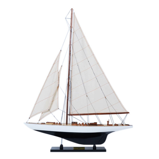 Endeavour Sailboat Schooner Yacht Model- Black & White Painted Small 24 inches long
