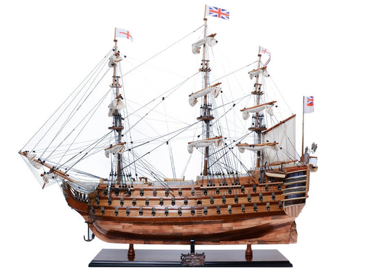 Old Modern Handicrafts Fully Assembled HMS Victory Combo: A Model Ship and Classic Hat - Premium Museum Quality Ship Model for Home & Office - 38.5x12.75x32.25 inches