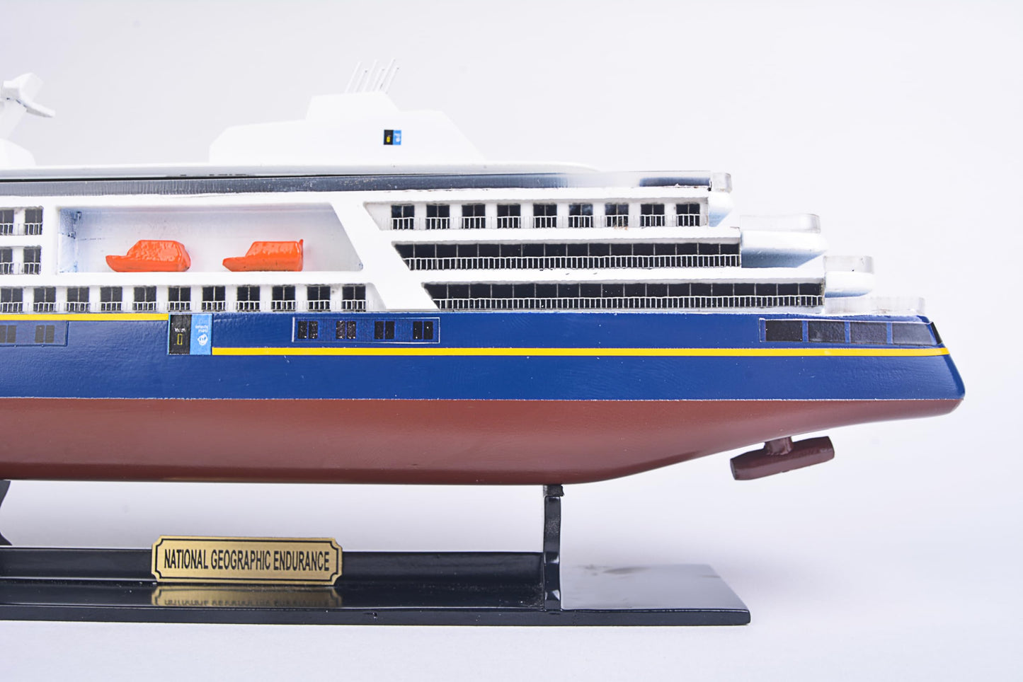 Old Modern Handicrafts National Geographic Endurance Painted Small Cruiseship Model – Handmade Nautical Décor Gift - 11.8L x 2.4W x 4.3H Inches