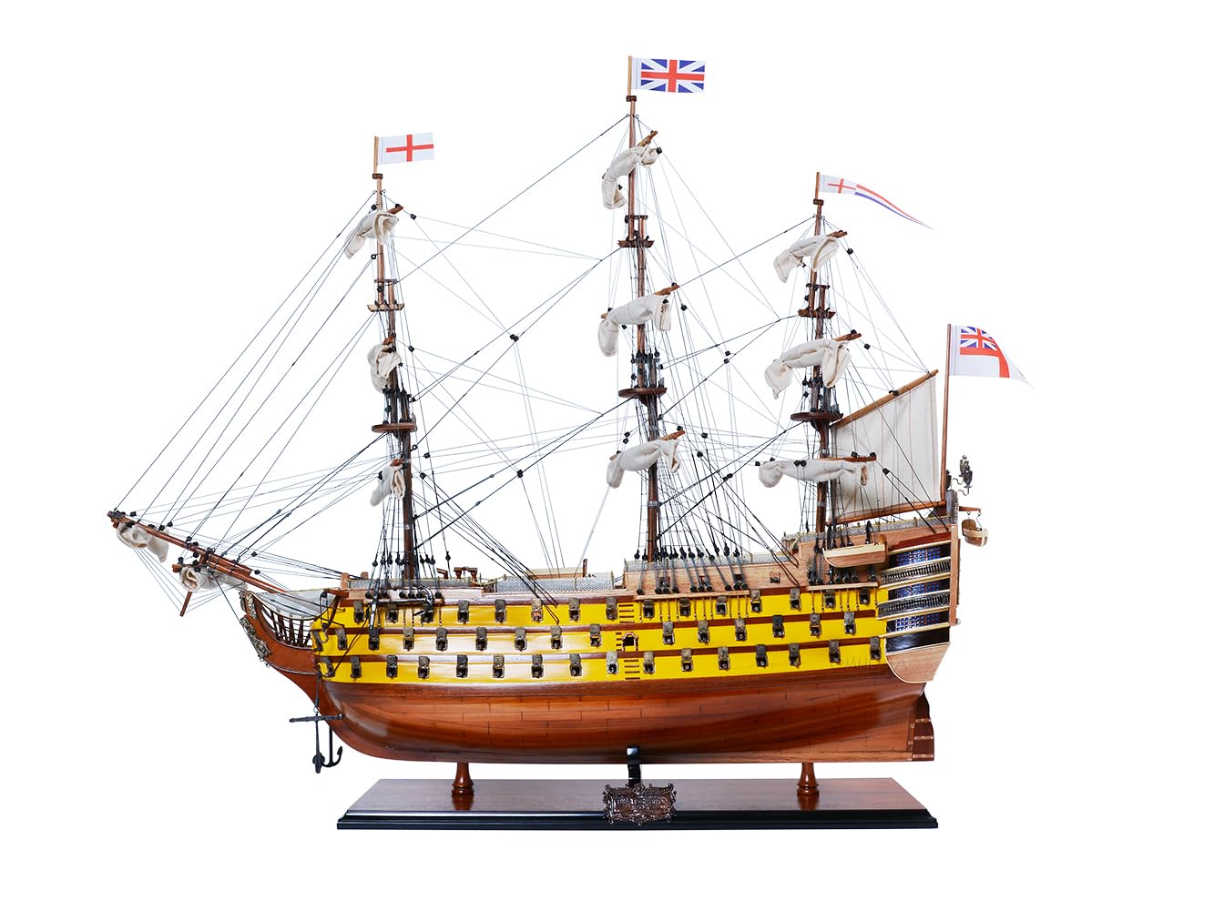 Old Modern Handicrafts HMS Victory Combo: A Fully Assembled Model Ship and Classic Hat - Museum Quality Ship Model for Home & Office Decoration - 37 x 12 x 36 inches