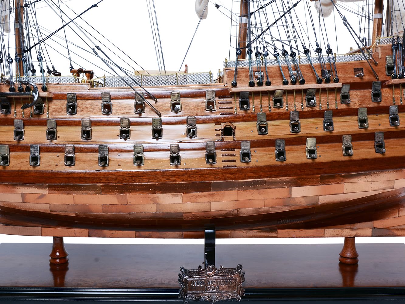 Old Modern Handicrafts Fully Assembled HMS Victory Combo: A Model Ship and Classic Hat - Premium Museum Quality Ship Model for Home & Office - 38.5x12.75x32.25 inches