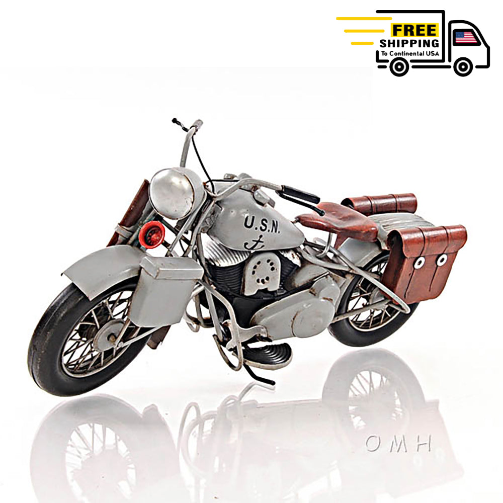 1942 INDIAN MODEL 741 GREY MOTORCYCLE 1:7 | scale model aircraft | Miniatures |Vintage arts and crafts for decoration