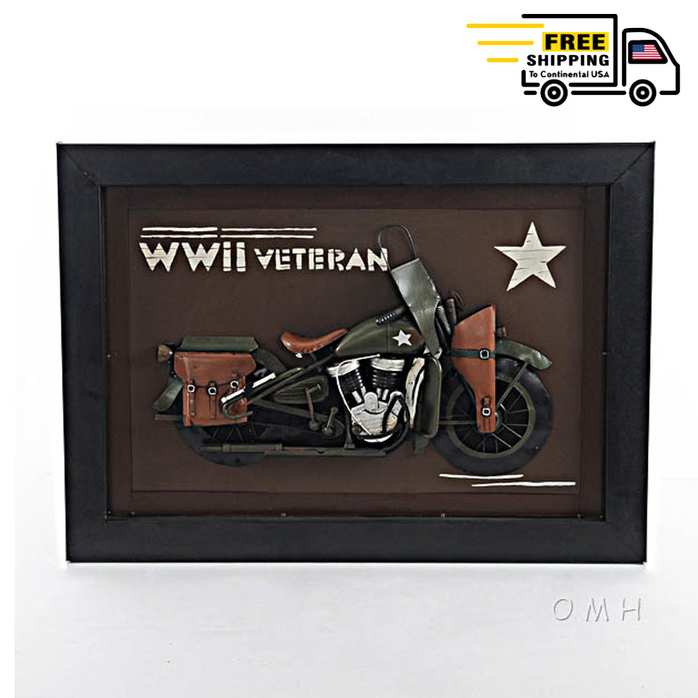VINTAGE WWII MOTORCYCLE 3D PAINTING | scale model aircraft | Miniatures |Vintage arts and crafts for decoration