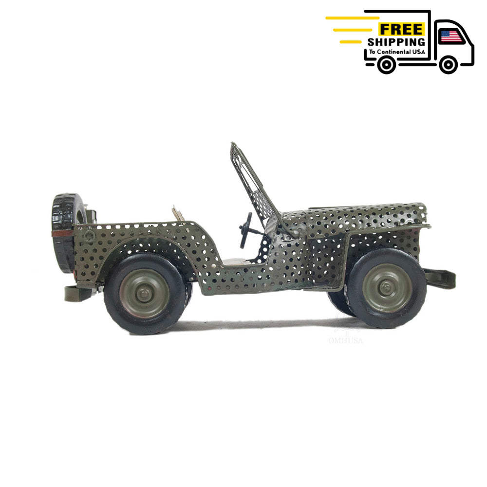 1945 WILLYS CJ-2A OVERLAND OPEN FRAME JEEP MODEL| scale model| Miniatures |Vintage arts and crafts for decoration