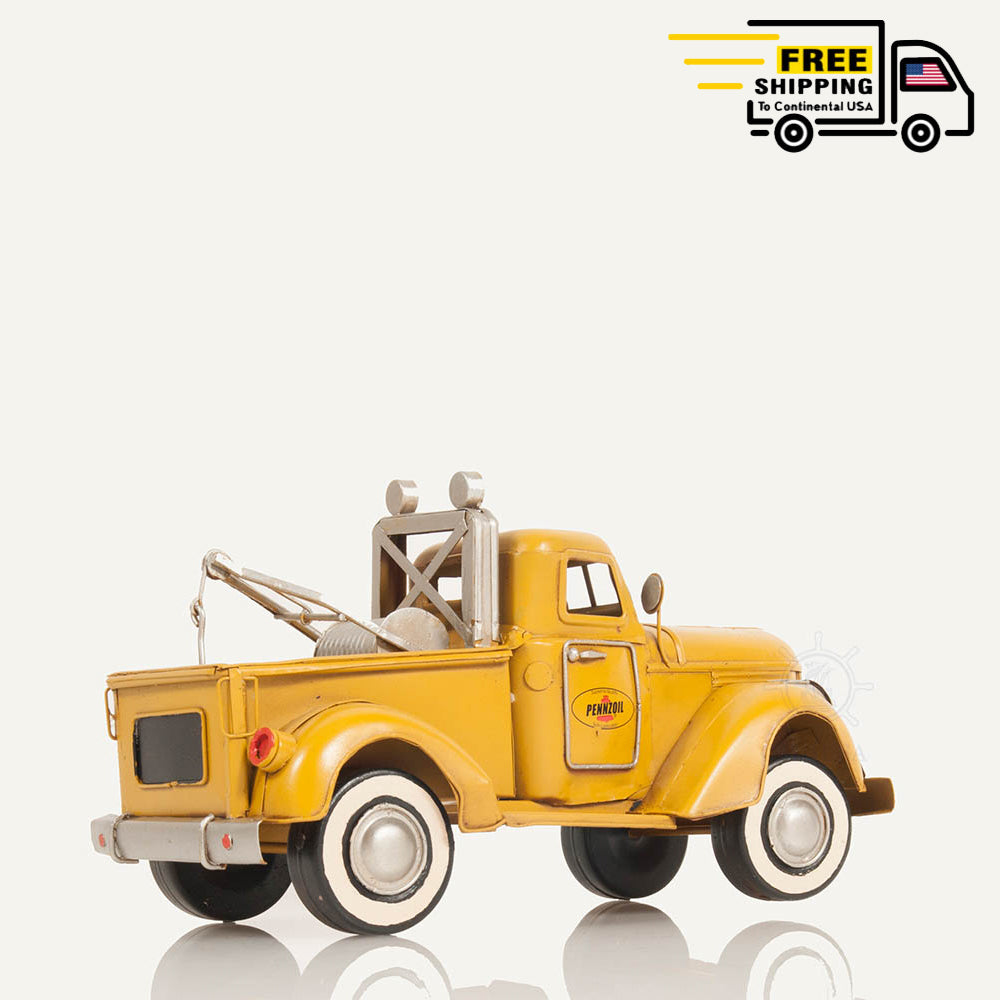 1926 PENNZOIL TOW TRUCK YELLOW METAL HANDMADE| scale model aircraft | Miniatures |Vintage arts and crafts for decoration