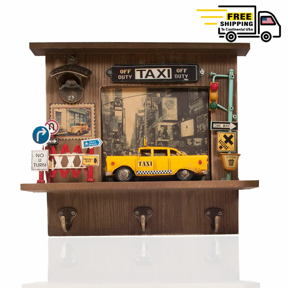 VINTAGE NEW YORK CITY CHECKER TAXI SHADOW BOX | scale model aircraft | Miniatures |Vintage arts and crafts for decoration