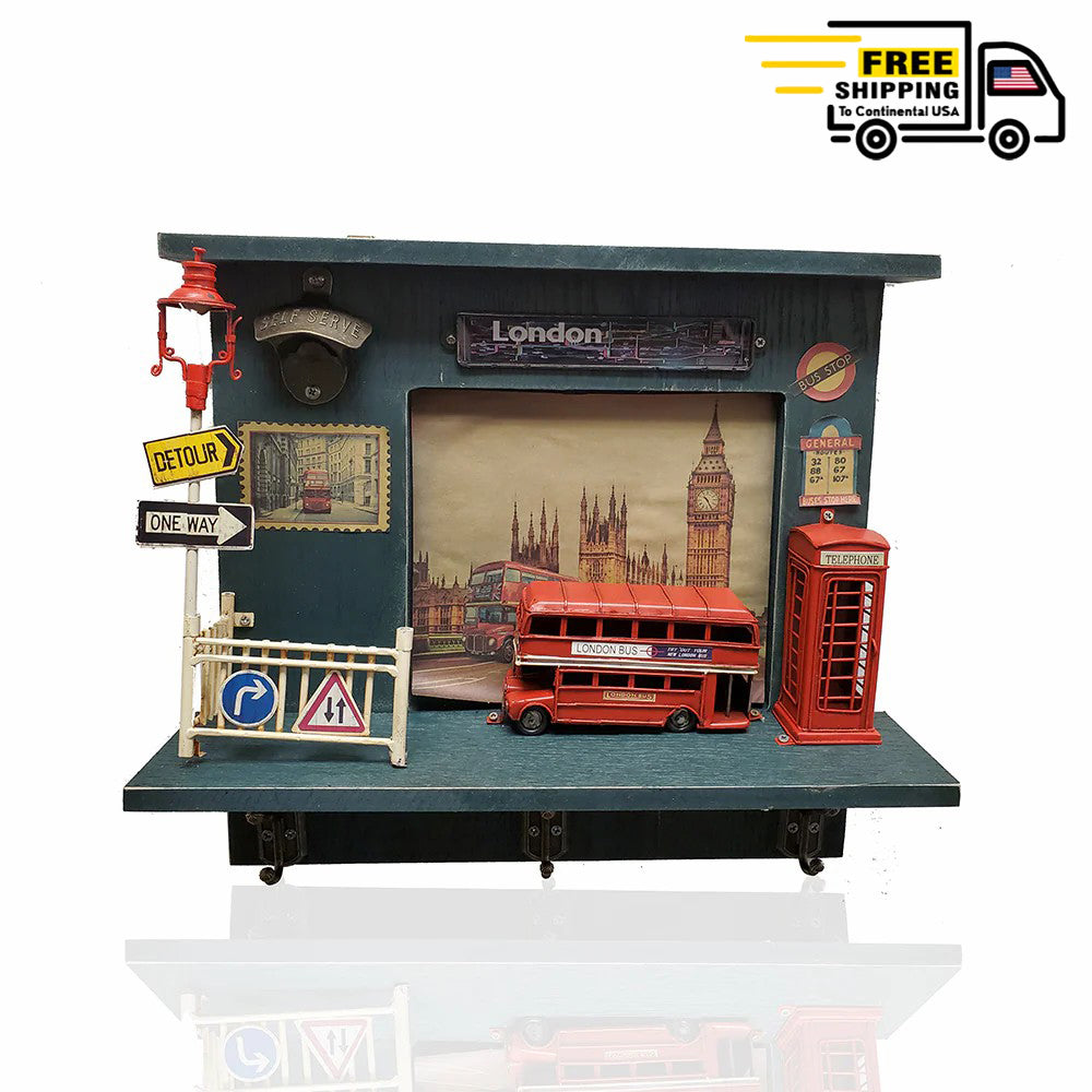 VINTAGE DOUBLE DECKER LONDON BUS SHADOW BOX | scale model aircraft | Miniatures |Vintage arts and crafts for decoration
