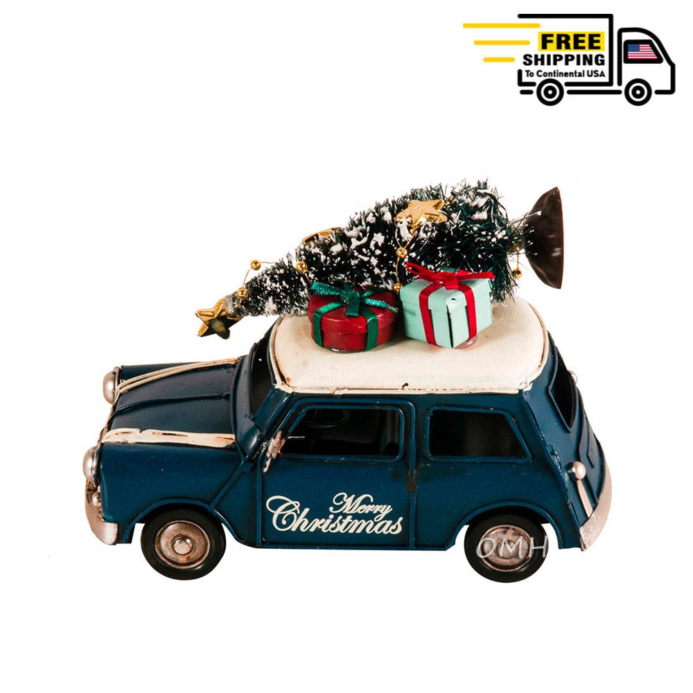 HANDMADE 1960S MINI COOPER CHRISTMAS CAR MODEL SET OF 2 | scale model aircraft | Miniatures |Vintage arts and crafts for decoration