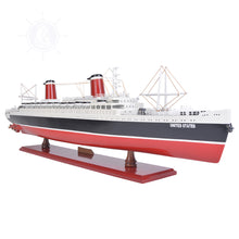 Load image into Gallery viewer, SS UNITED STATES CRUISE SHIP MODEL | Museum-quality Cruiser| Fully Assembled Wooden Model Ship
