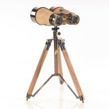 Load image into Gallery viewer, Wood/Brass Binocular On Stand | Magnifying power | Vintage arts and crafts for decoration
