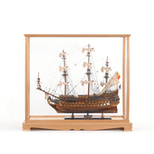 Load image into Gallery viewer, DISPLAY CASE FOR MIDSIZE TALL SHIP CLEAR FINISH | HIGH QUALITY| Handcrafted Wooden Display Case for Model Ships

