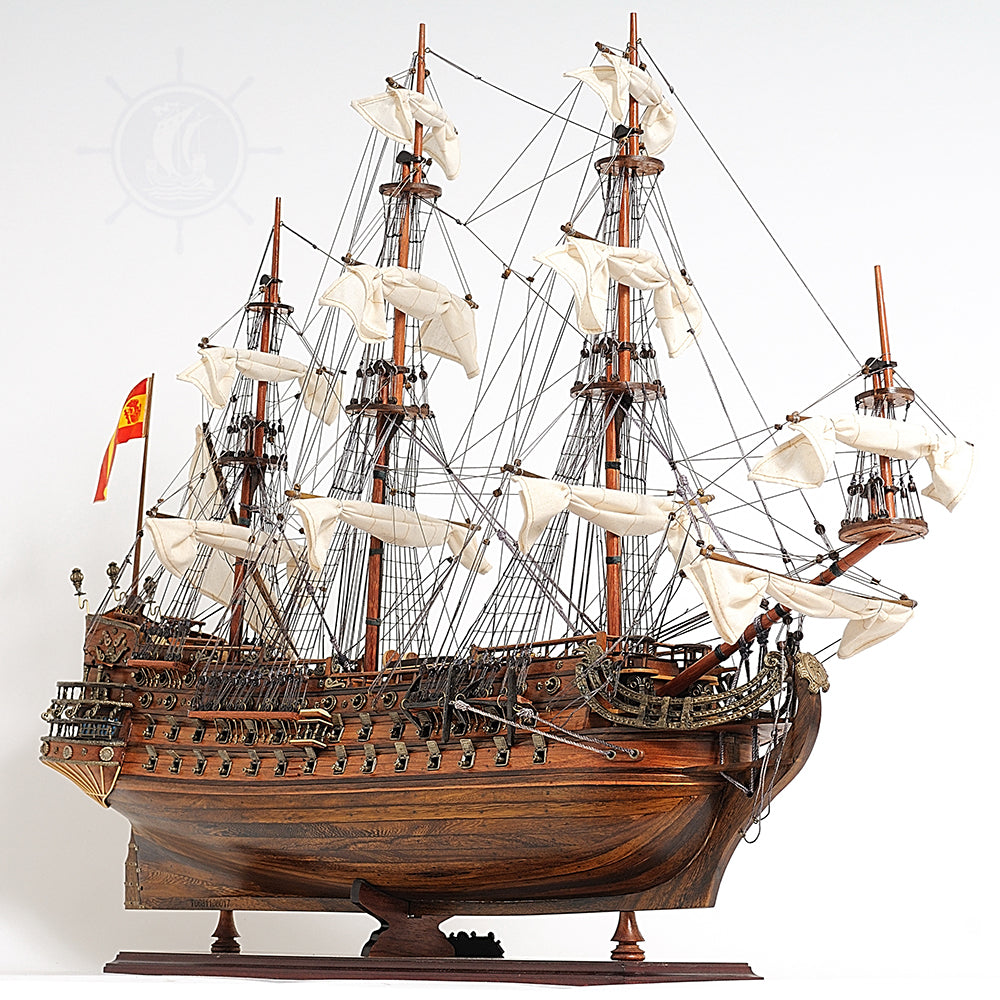 SAN FELIPE MODEL SHIP LARGE WITH TABLE TOP DISPLAY CASE | Museum-quality | Fully Assembled Wooden Ship Models