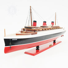 Load image into Gallery viewer, NORMANDIE CRUISE SHIP MODEL LARGE WITH DISPLAY CASE | Museum-quality Cruiser| Fully Assembled Wooden Model Ship
