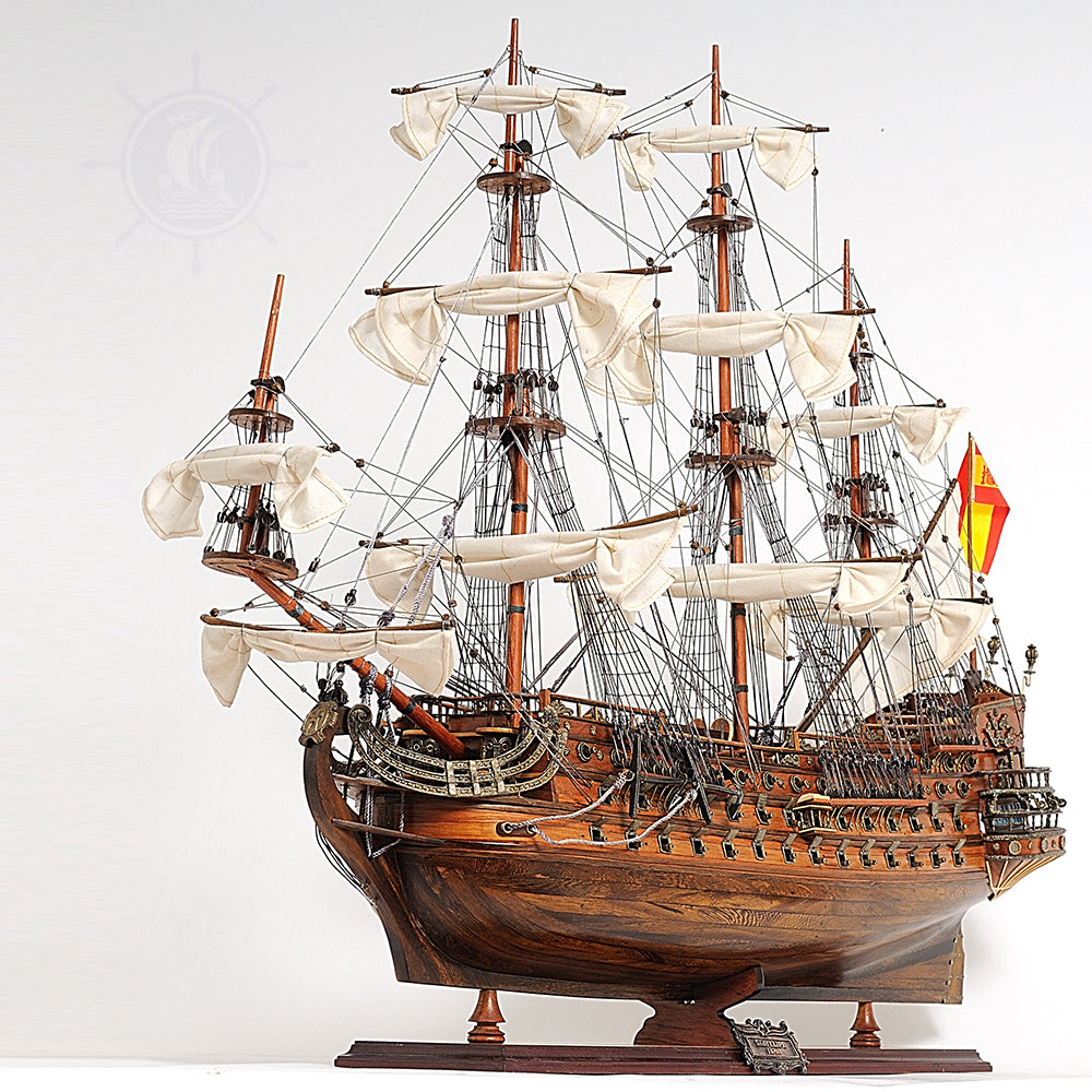 SAN FELIPE MODEL SHIP LARGE WITH FLOOR DISPLAY CASE | Museum-quality | Fully Assembled Wooden Ship Models