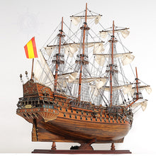 Load image into Gallery viewer, SAN FELIPE MODEL SHIP LARGE WITH FLOOR DISPLAY CASE | Museum-quality | Fully Assembled Wooden Ship Models
