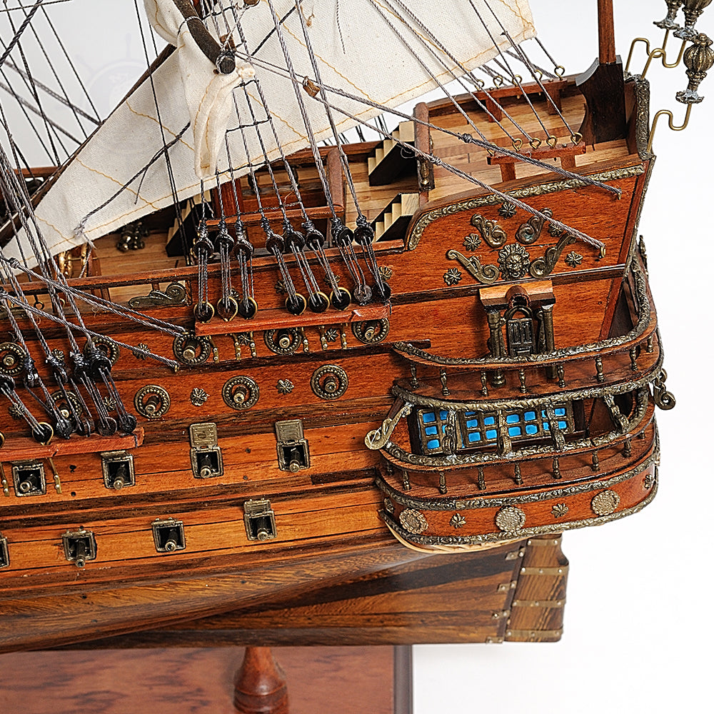 SAN FELIPE MODEL SHIP LARGE WITH FLOOR DISPLAY CASE | Museum-quality | Fully Assembled Wooden Ship Models