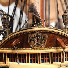 Load image into Gallery viewer, HMS SURPRISE MODEL SHIP LARGE WITH FLOOR DISPLAY CASE | Museum-quality | Fully Assembled Wooden Ship Models
