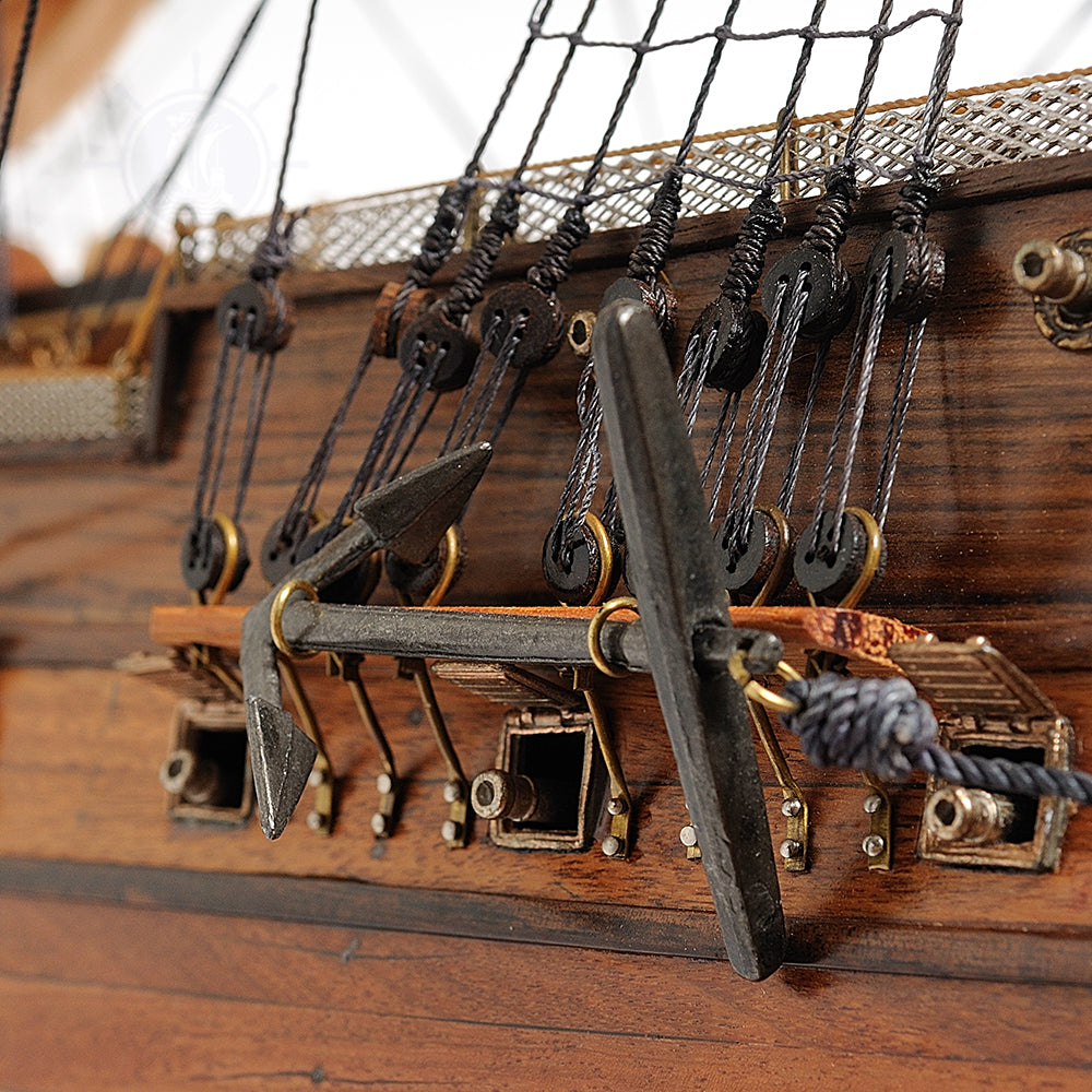 HMS SURPRISE MODEL SHIP LARGE WITH TABLE TOP DISPLAY CASE | Museum-quality | Fully Assembled Wooden Ship Models